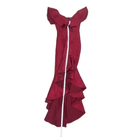 NWT Fashion Nova Wine La Flamenca High Low Ruffled Dress Size XS Women’s - Picture 7 of 10